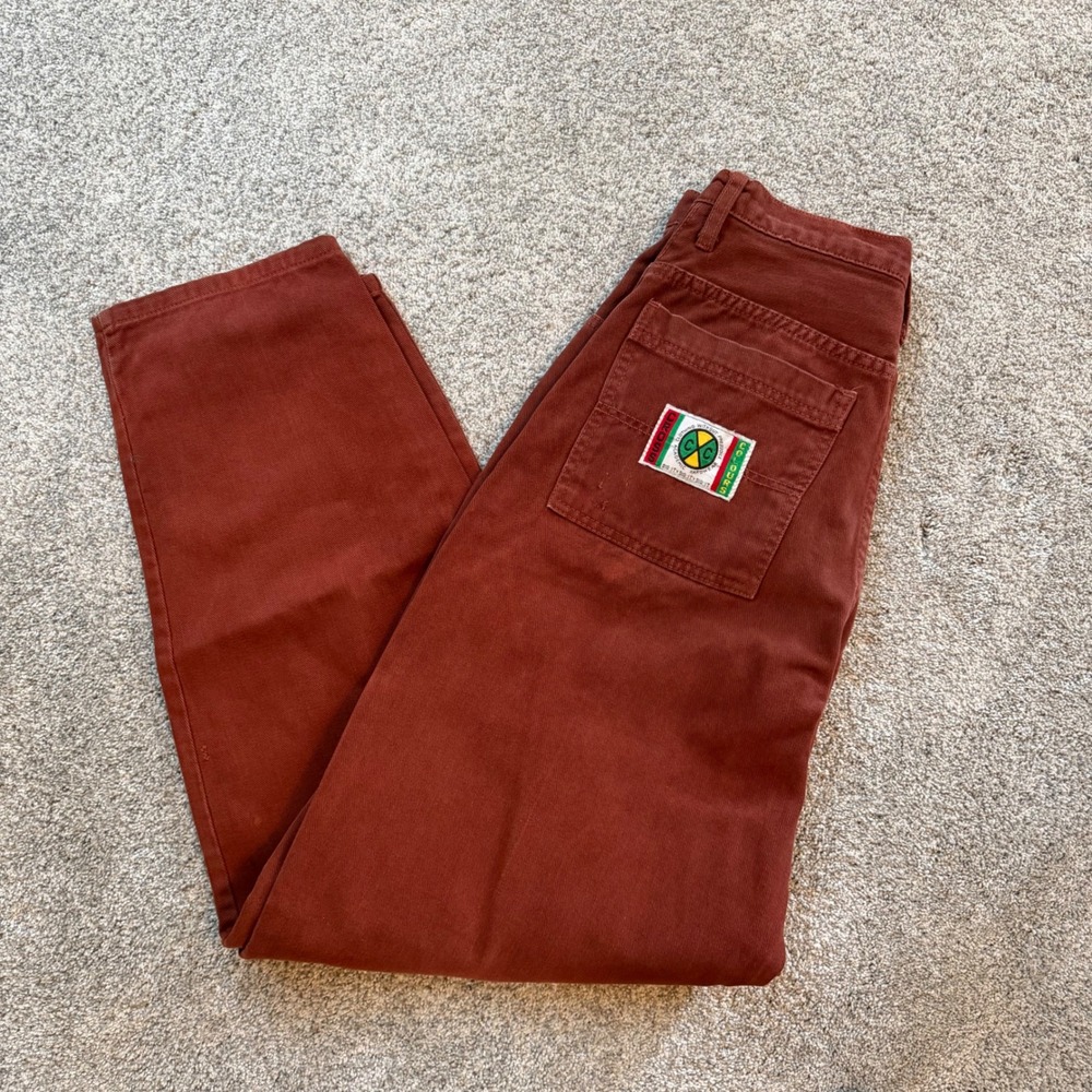 Vintage Cross Colours Rust Red Baggy Tapered Jeans Mens 30x32 Hip Hop 90s USA